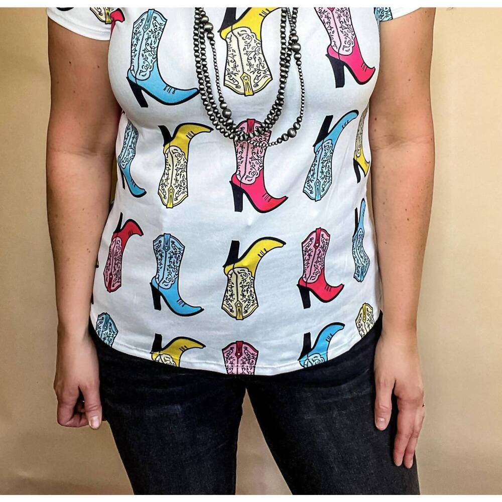 NEW NYLON APPAREL cowgirl boot tee in white